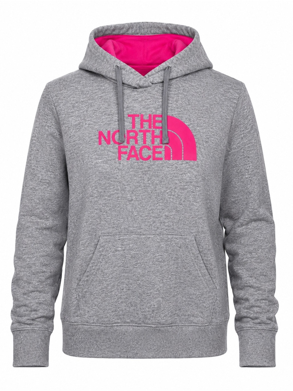 The North Face Gray Hoodie with Pink Logo & Lining